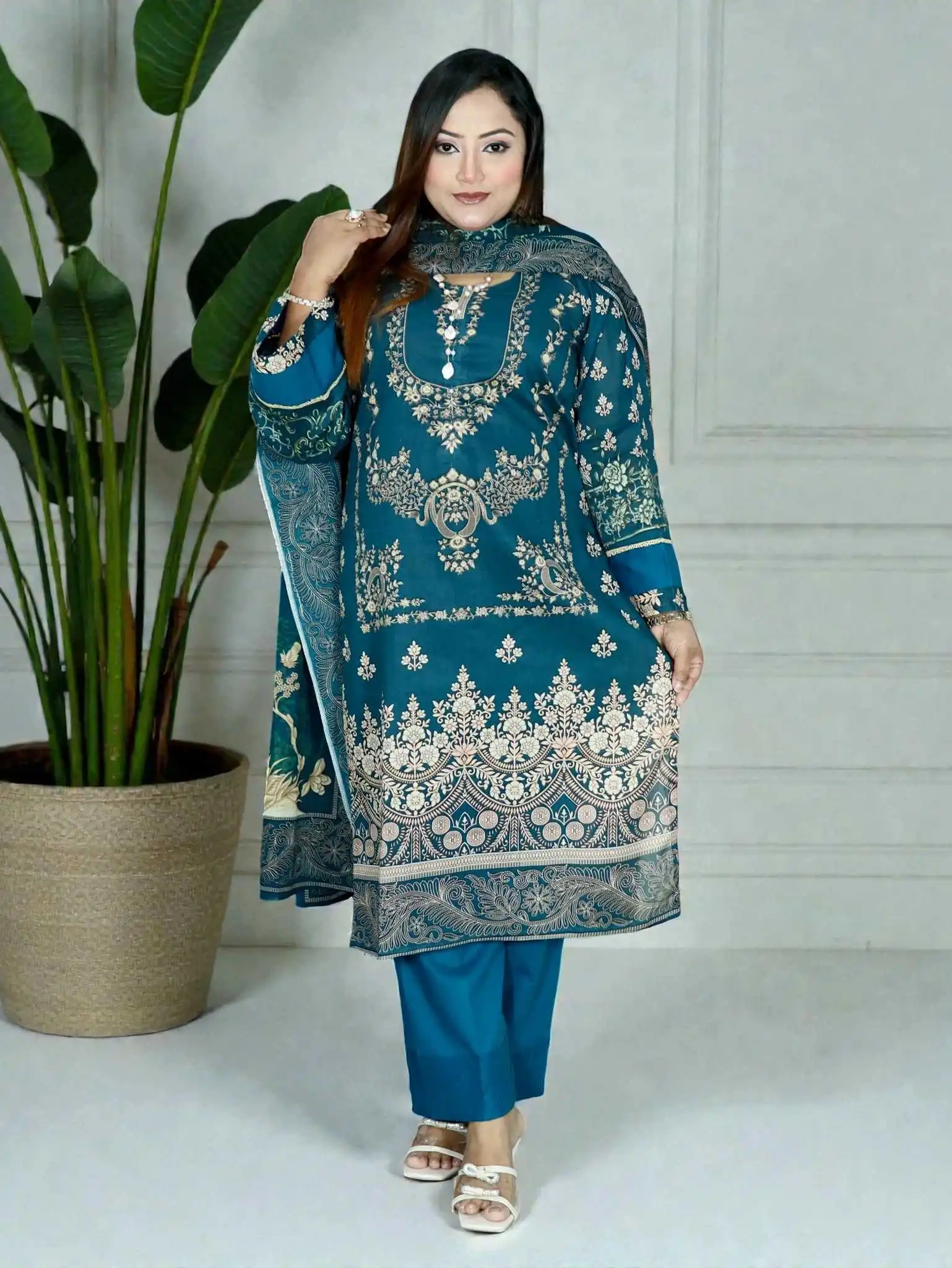 SWISS PURE COTTON LAWN 408 SEA GREEN ELEGENT (2) (1)