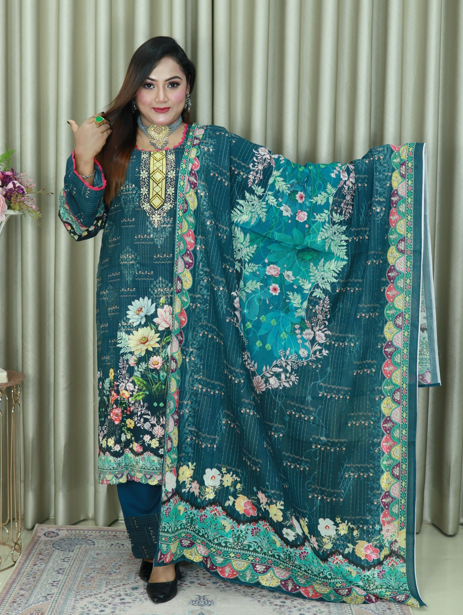 ELEGENT INSPIRED MALHAR LAWN EMBODARY 107 SEA GRREN COLOUR (1)