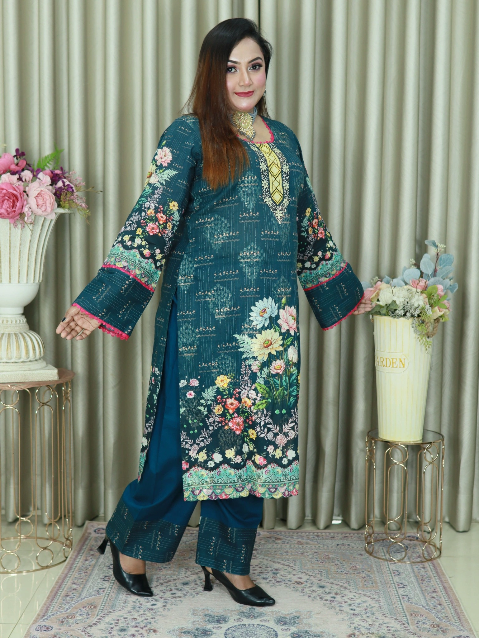 ELEGENT INSPIRED MALHAR LAWN EMBODARY 107 SEA GRREN COLOUR (3)