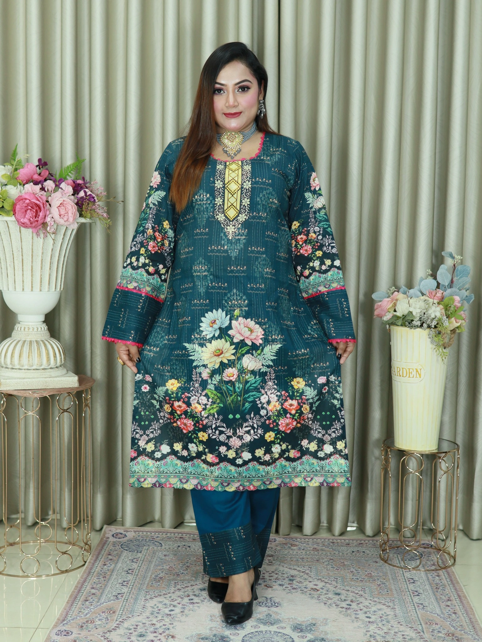 ELEGENT INSPIRED MALHAR LAWN EMBODARY 107 SEA GRREN COLOUR (4)