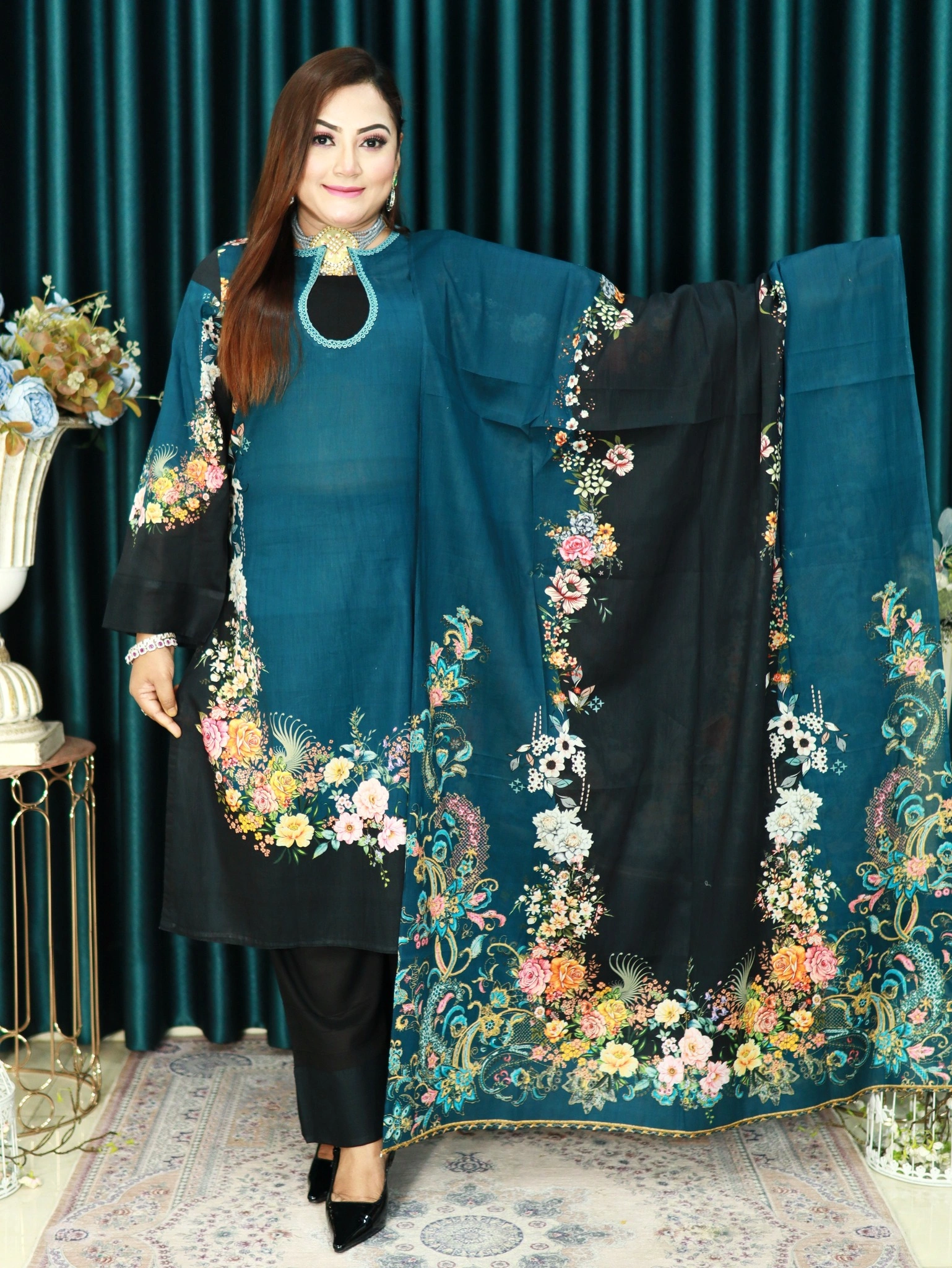 PRODUCT CODE CBU KARIZMA LAWN 1604 SEA GREEN BLACK (9)